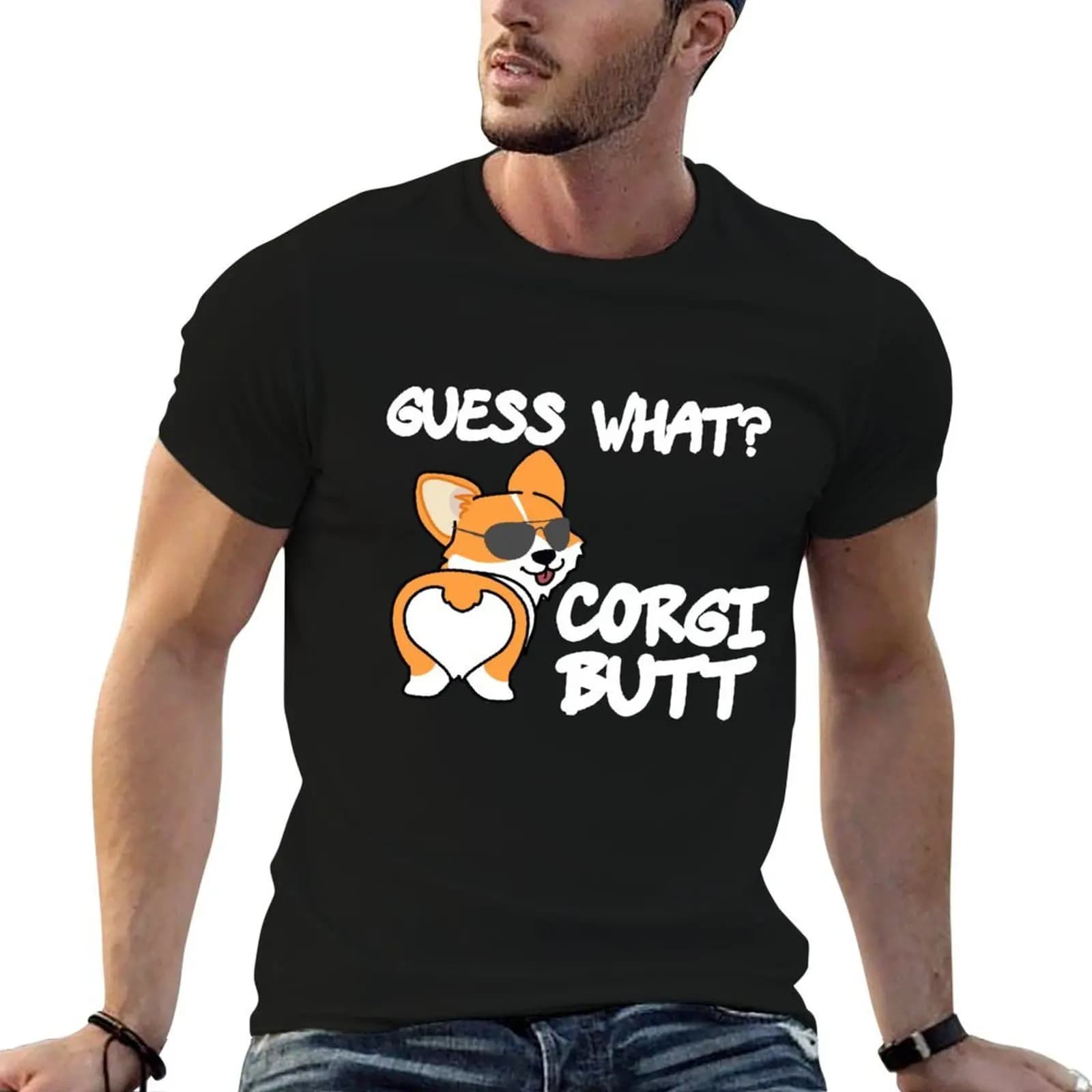 guess what corgi butt T-Shirt vintage anime clothes mens funny t shirts