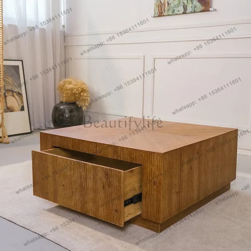 LD Luxury Wood Coffee Table Modern Living Room Designer Books Drawers Moving  Writing Couchtisch Chinese Style Furniture