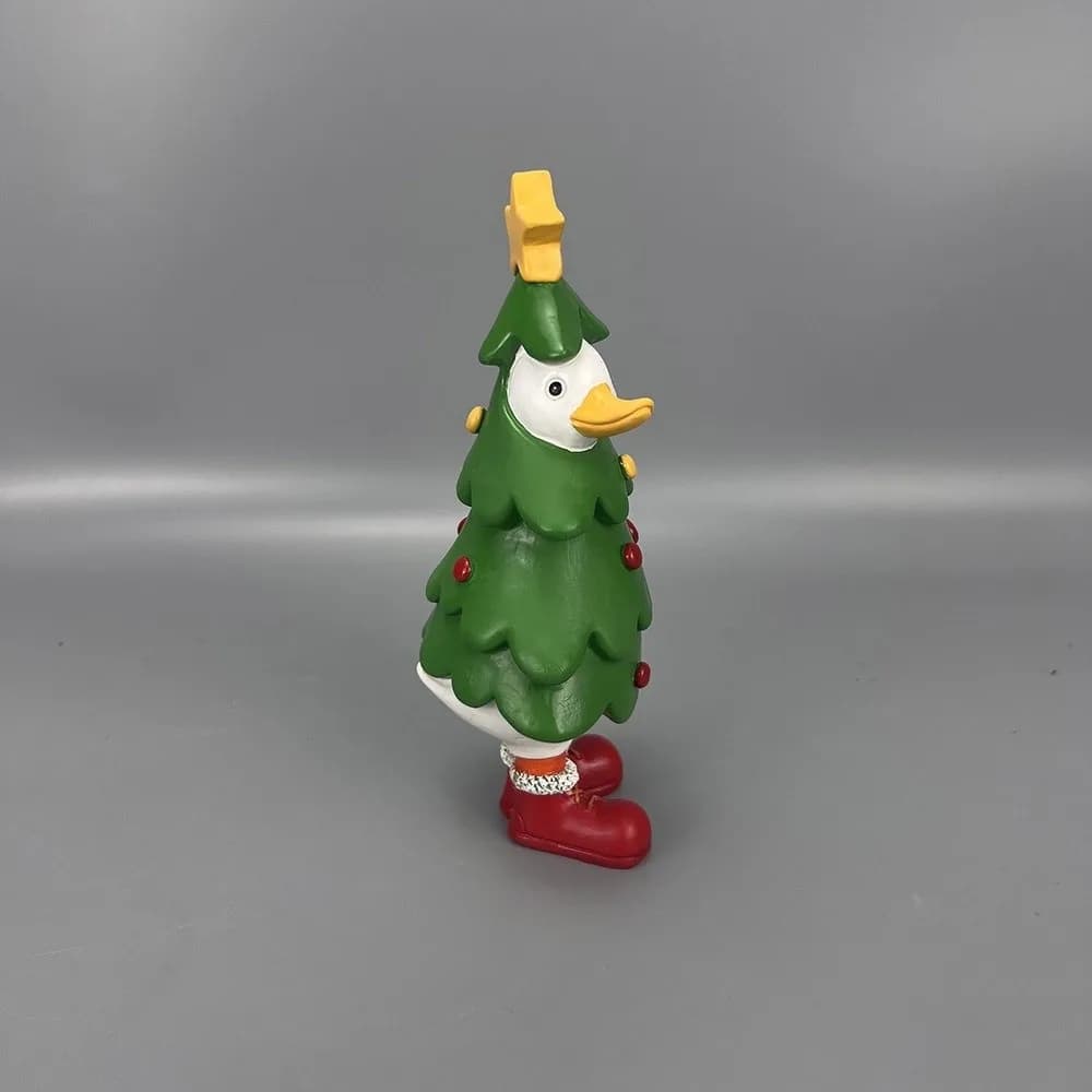 Durable Christmas Duck Figurine Vibrant Colors Exquisite Resin Animal Statue Miniature Fine Texture Holiday Desktop Decoration