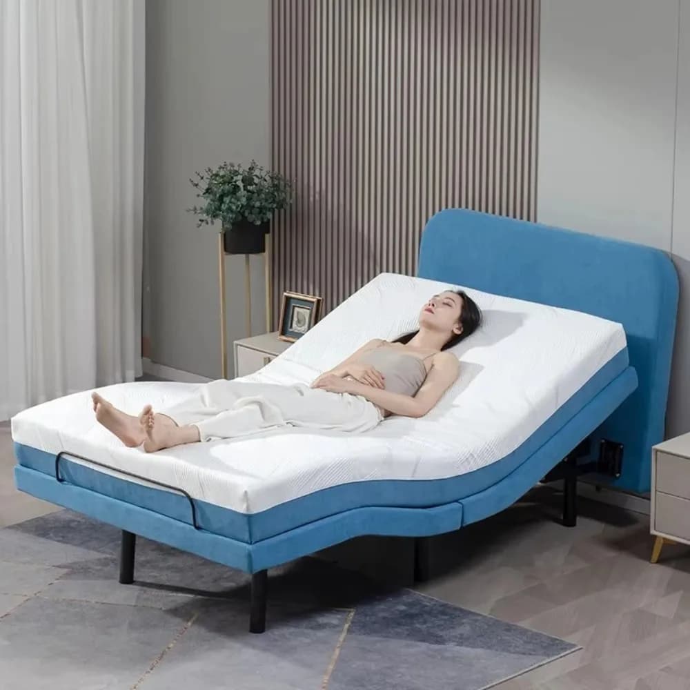 CX Luxury Adjustable Bed with Memory Foam Mattress Folding Control Frame, Electric Bed Base for Home Hospital Use Zero Gravity
