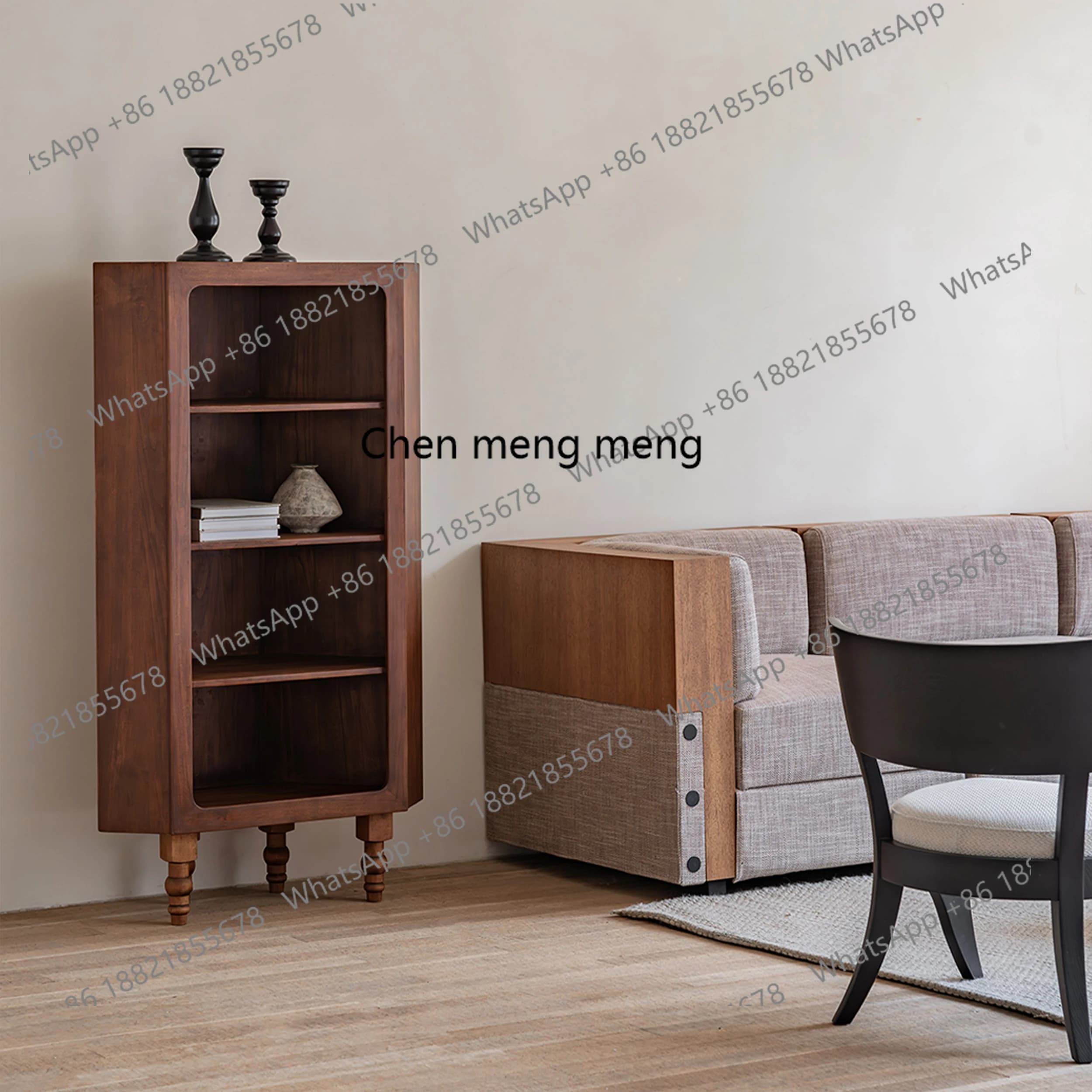 Medieval solid wood household corner cabinet display storage triangle cabinet