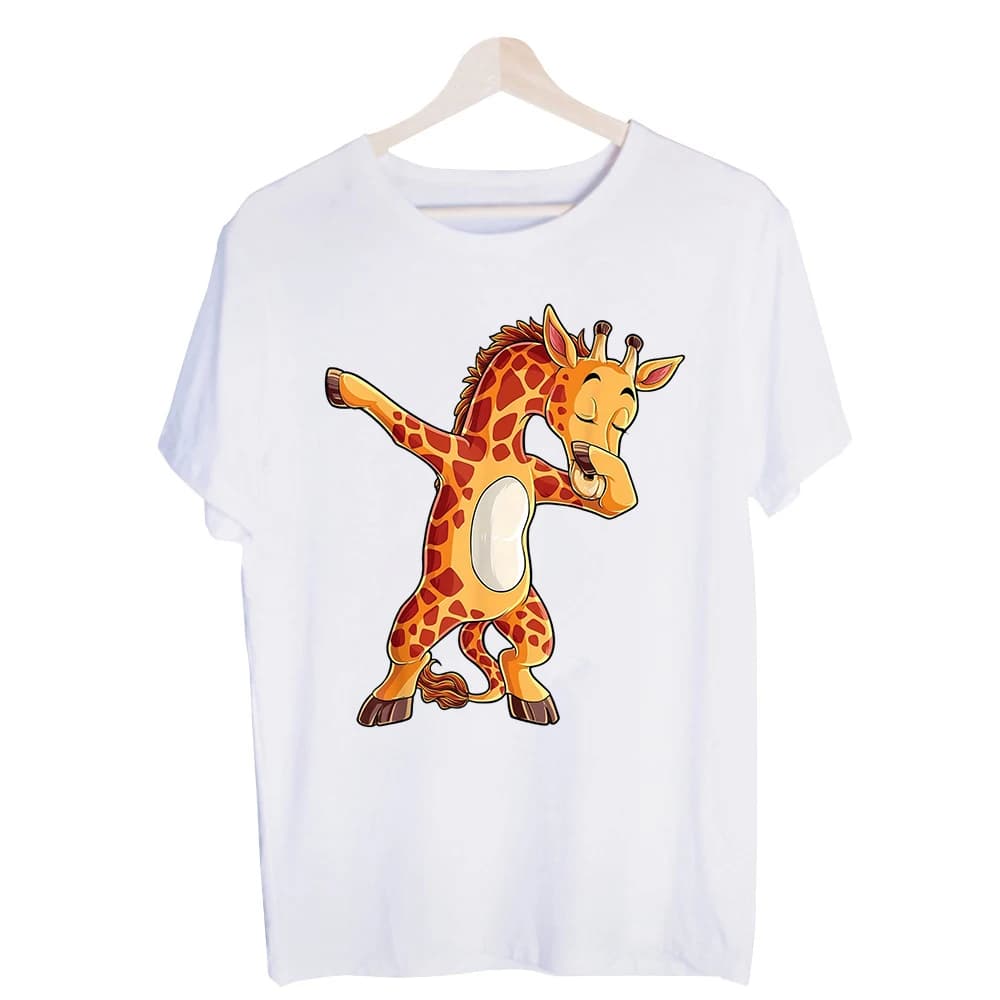 Men's Dancing Giraffe Graphic Tee, Short Sleeve Crew Neck T-Shirt for Casual Summer Outfits