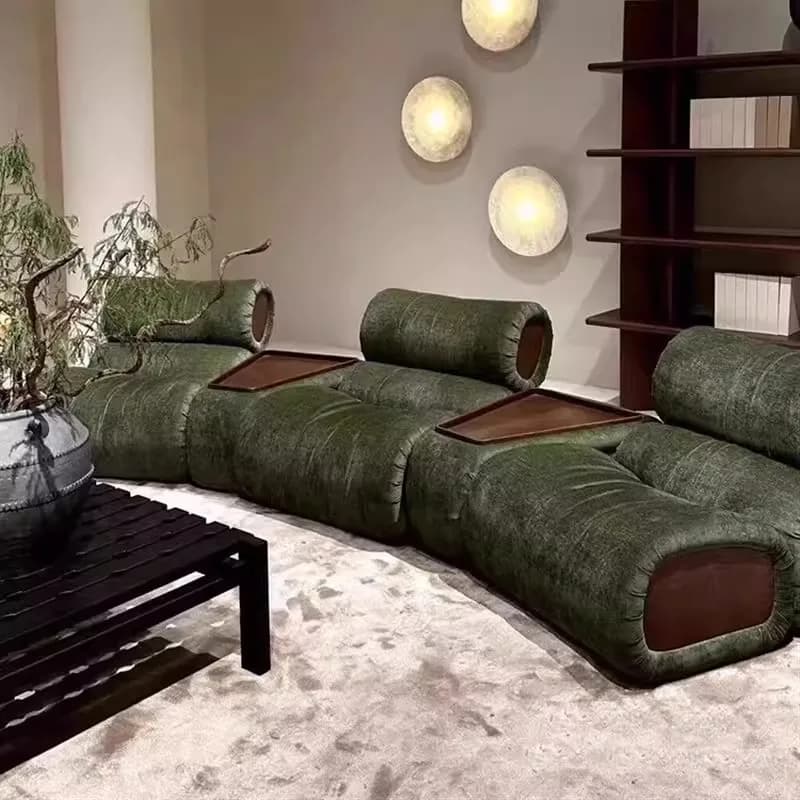 LMM Italian minimalist bamboo module sofa horizontal hall curved combination sofa