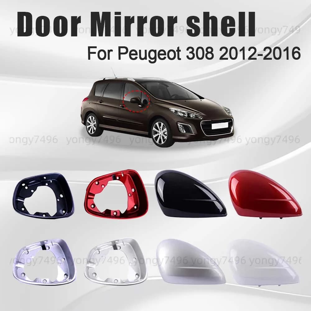 Protective Cover Door Mirror Shell For Peugeot 308 2012 2013 2014 2015 2016 Picture Frame Heated Lens Silver Red Black White