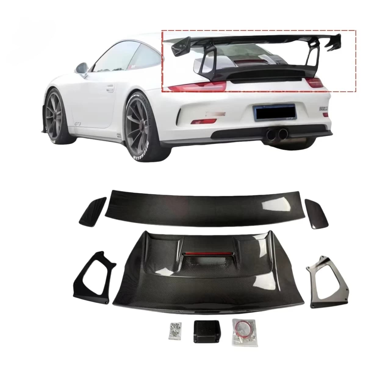 GT2RS Style Dry Carbon Fiber Rear Bumper Diffuser Lip Spoiler Big Wing Detachable Brand New Condition Body Kit for 911 991.991.2