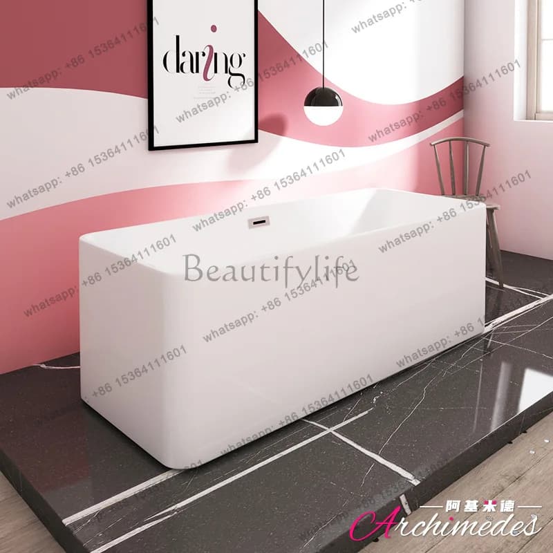 Thin edge protective curved corner large capacity rectangular bed and breakfast hotel acrylic independent bathtub AJ-6064