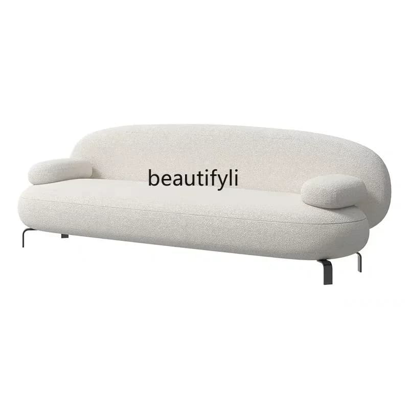 LXCream Style Living Room Small Sofa Lambswool Faux Leather Waterproof Simple Straight Row Beauty Salon SofassSSS
