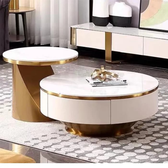 Hot Golden Luxury Coffee Table and Tv Stand Set Marble Nodric Luxury Modern Home Tv Stand and Coffee Table Set Luxury