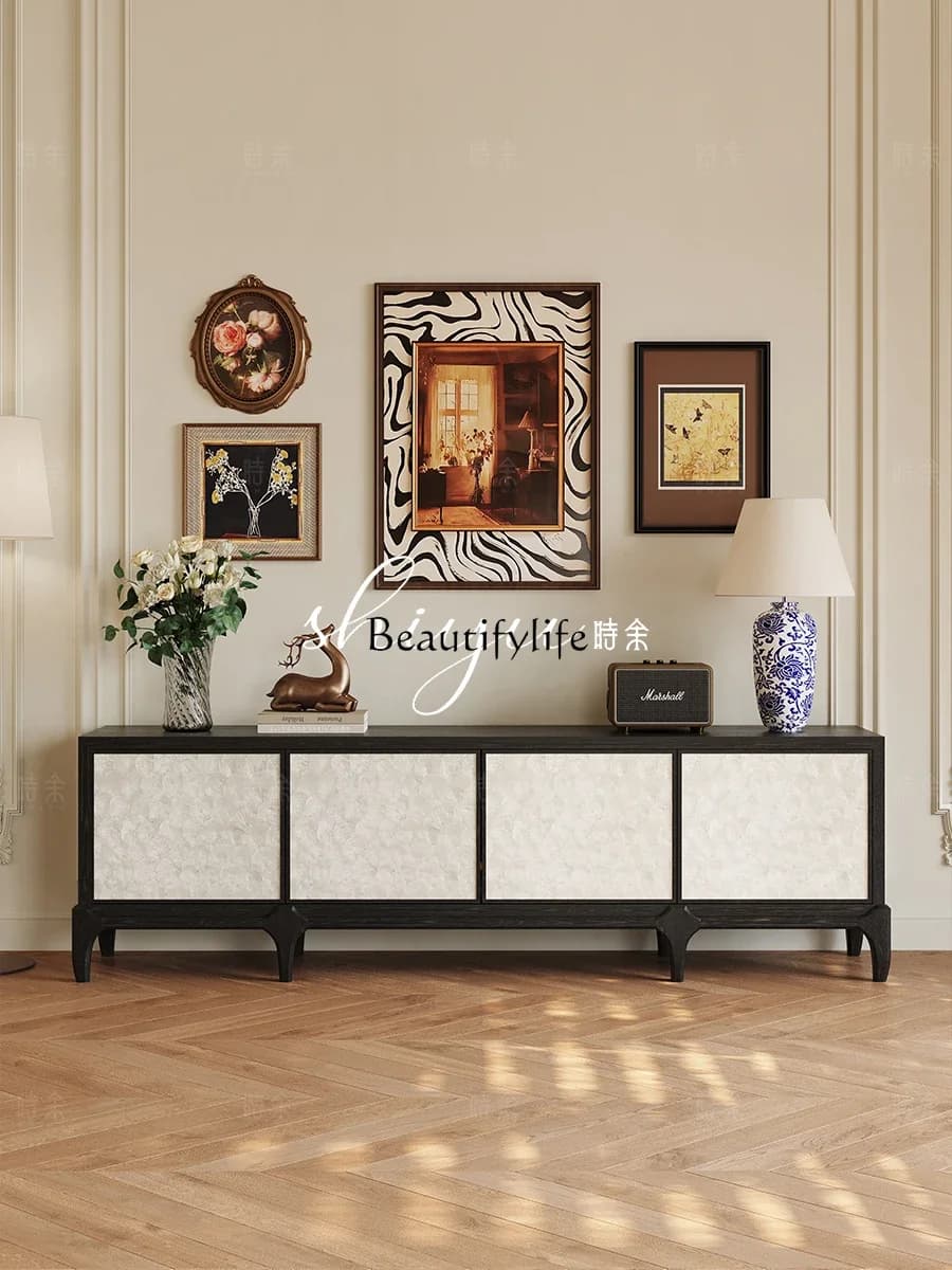 02 TV cabinet medium antique all solid wood high-end living room