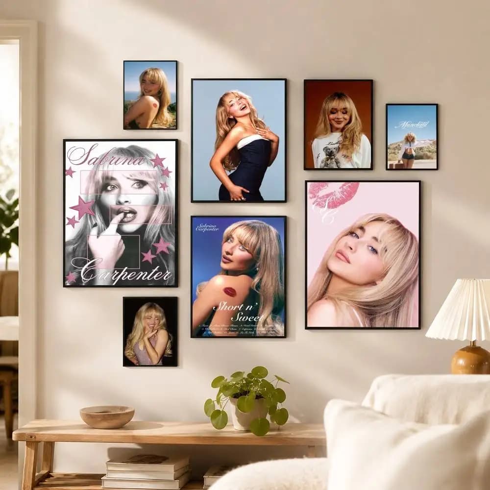 Singer S-Sabrina Carpenters  Poster Waterproof Wall Art Sticker For Bar Living Room Vintage Decor High Quality Print Gift