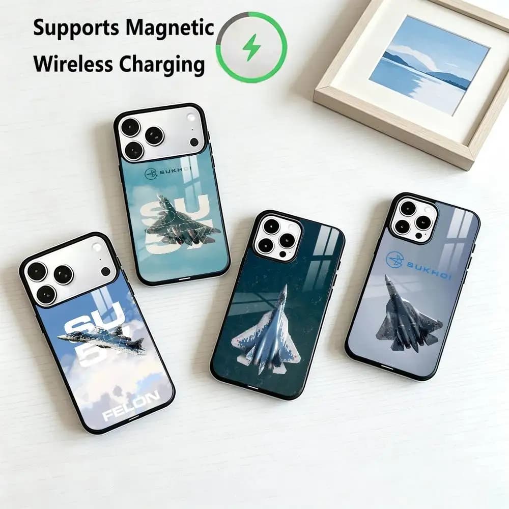 Sukhoi S-Su 57 Fighter-R  Phone Case For iPhone17,16,15,14,13,12,11 Plus,Pro Supports Magnetic Wireless Charging Gift