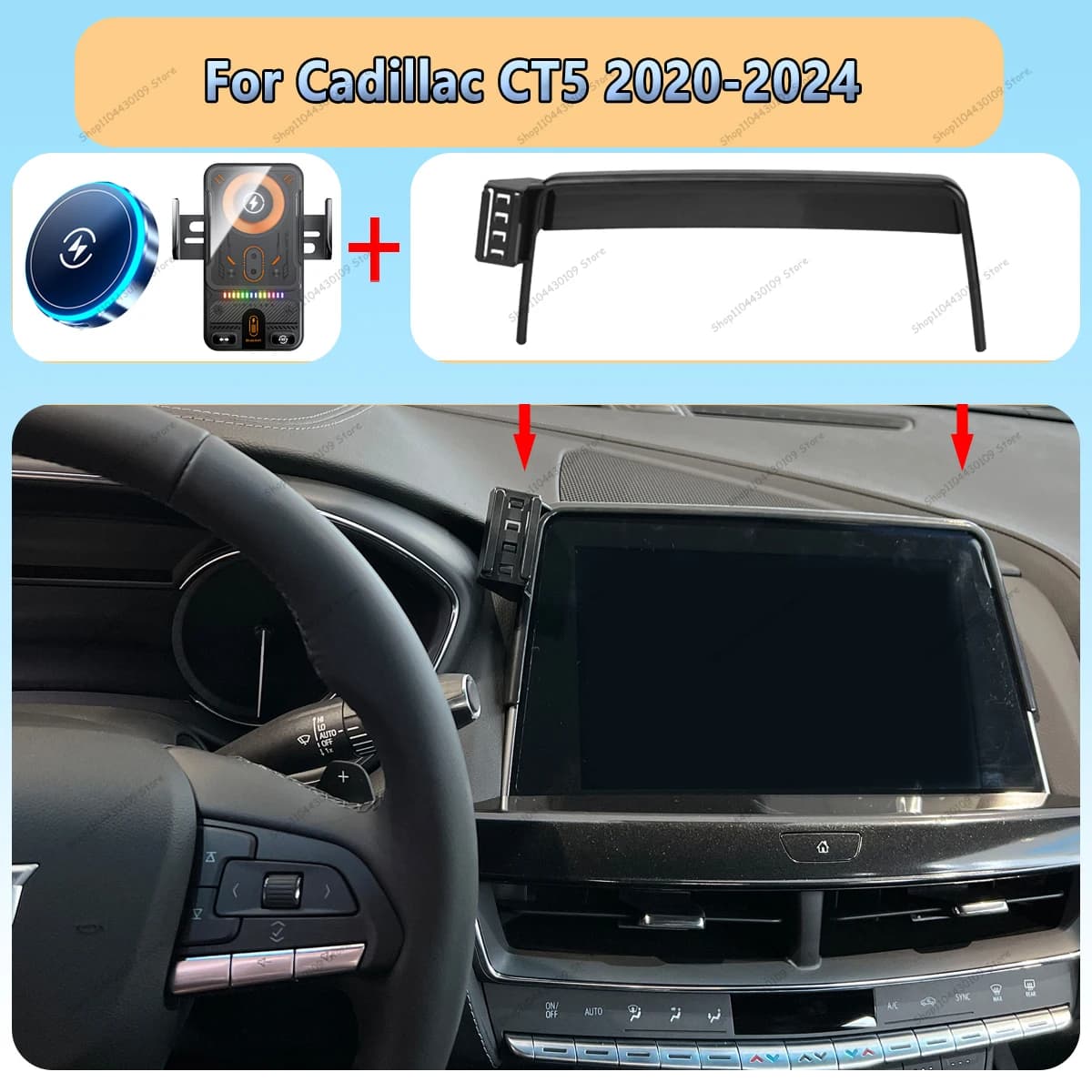 Car Phone Screen Holder For Cadillac CT5 2020-2024 Screen Fixed Base GPS Bracket Wireless Charging Mobile Phone Holder Car