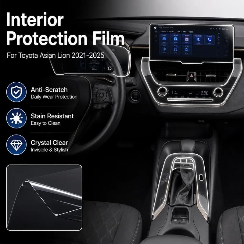 For Toyota Asian Lion 2021-2025 Screen Center Console Gear Shift Interior Car Sticker Trim Transparent Paint Protection Film