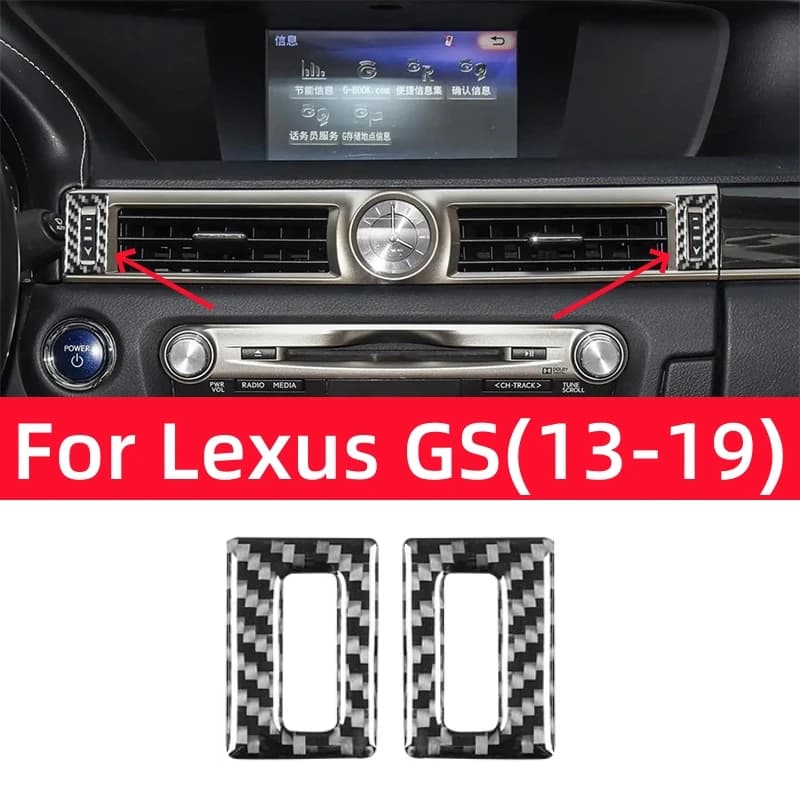 For Lexus GS 2013-2019 Interior Accessories Carbon Fiber Car Central Air Outlet Adjustment Decoration Frame Trim Cover Stickers