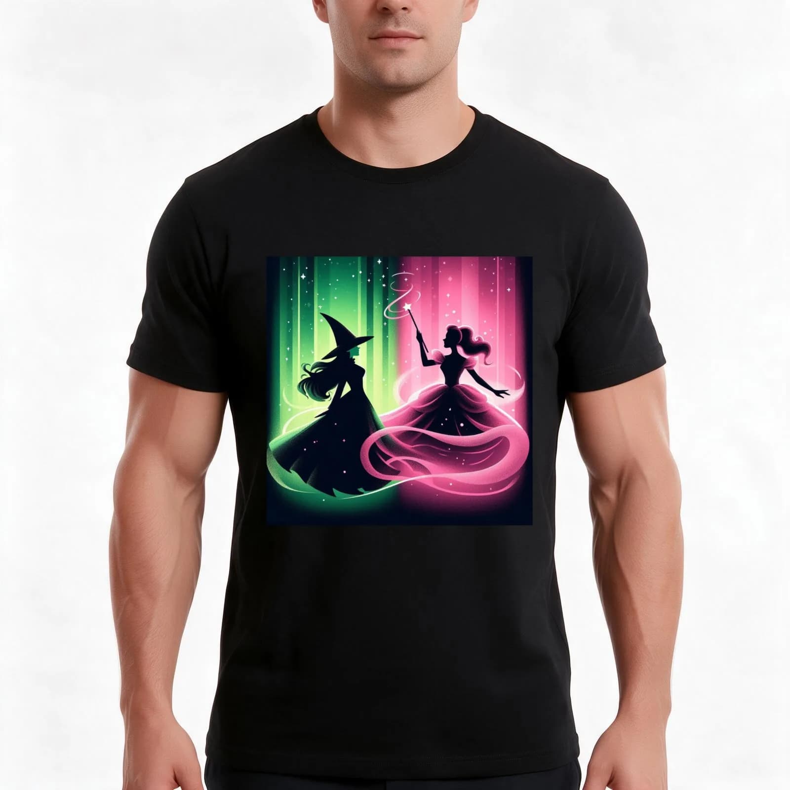 Elphaba & Glinda Wicked the Musical Defying Gravity T-Shirt, Summer Casual Cotton Tee, Oversized Streetwear Tops, 100% Cotton