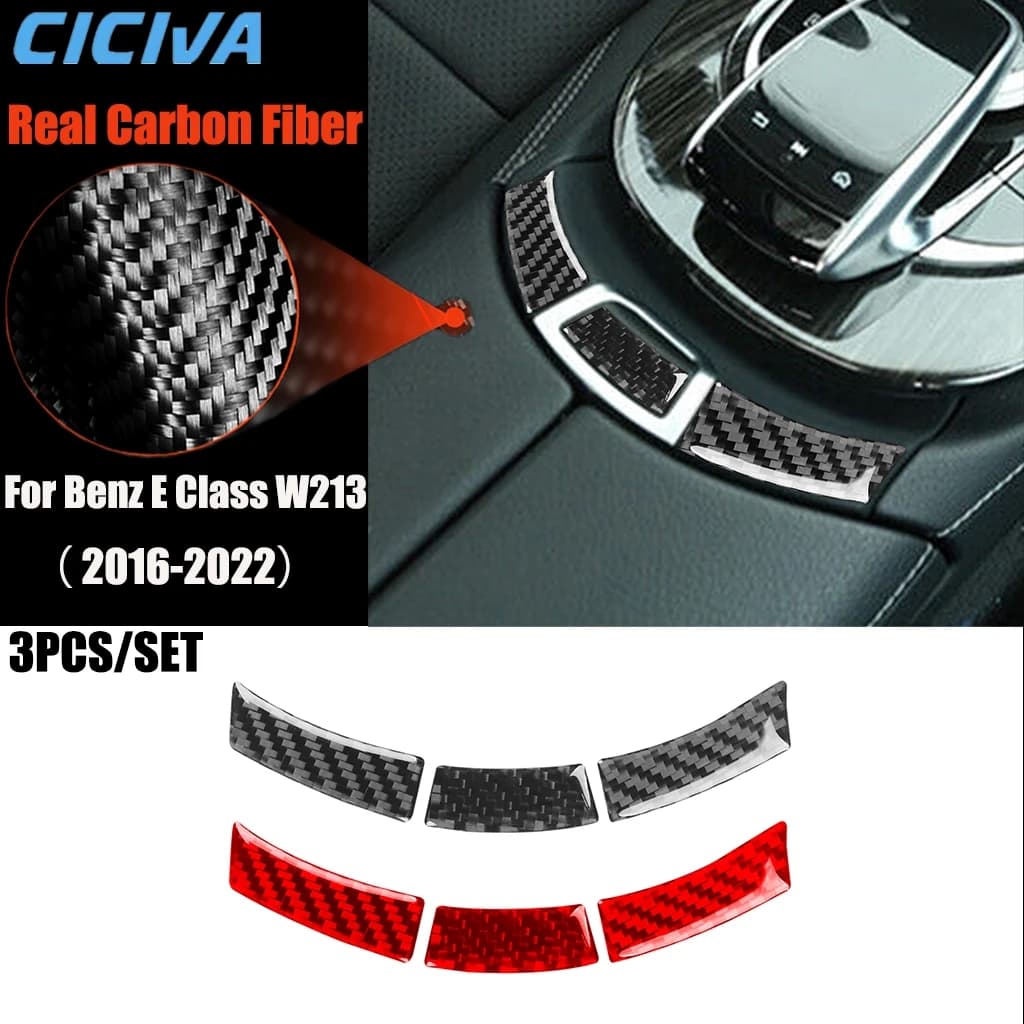 Carbon Fiber Car Accessories Center Armrest Switch Modified Interior Trim Cover Sticker For Mercedes Benz E Class W213 2016-2022