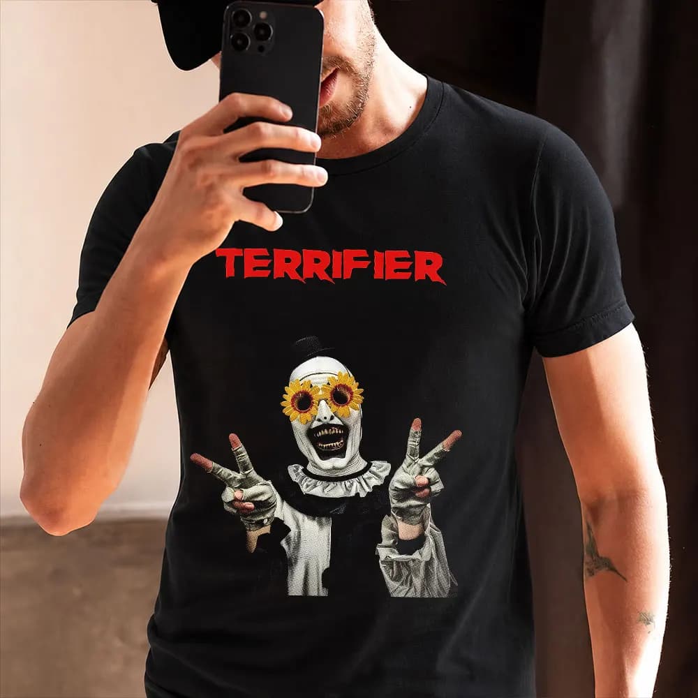 Retro Horror Movie Terrifier Art The Clown Killer Scary Halloween Gift T Shirt 0805 Short Sleeve Graphic clothes All size tops