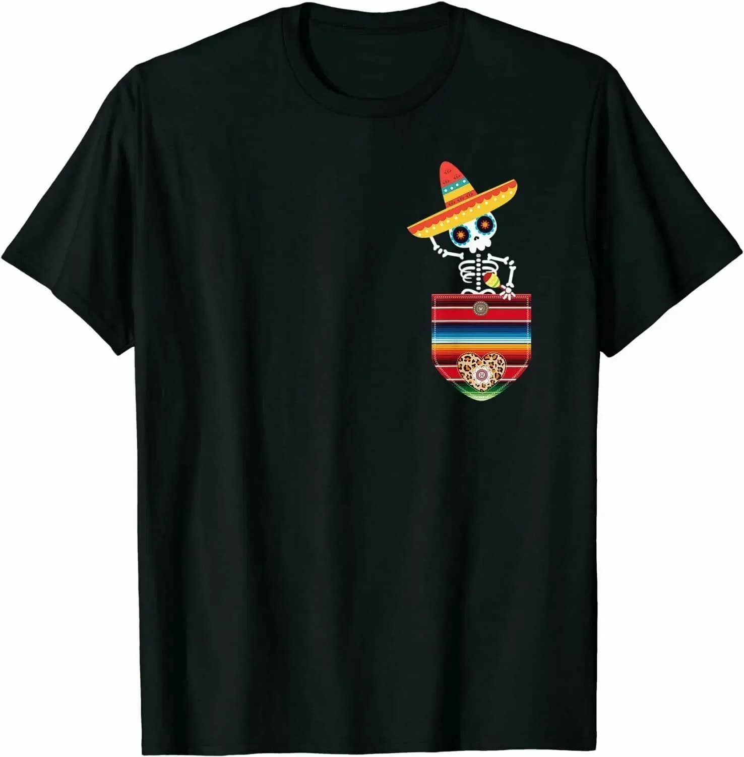 Funny Calaca Blanket Pocket Serape Mexican Gift T-Shirt. Summer Cotton O-Neck Short Sleeve Mens T Shirt New S-3XL