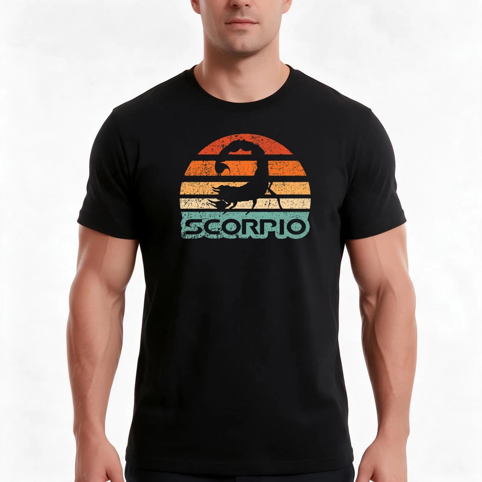 Retro scorpio sun T-Shirt, Summer Casual Cotton Tee, Oversized Streetwear Tops, Vintage Graphic Print, Loose Fit Short Sleeve