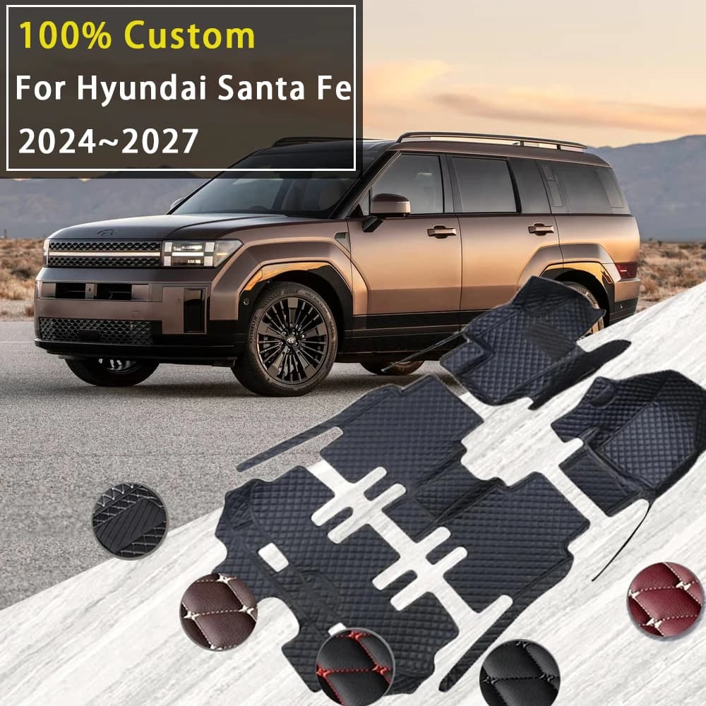 Car Floor Mats For Hyundai Santa Fe MX5 2024 2025 2026 2027 Waterproof Fully Set Tapetes Para Auto Universal Car Accessories