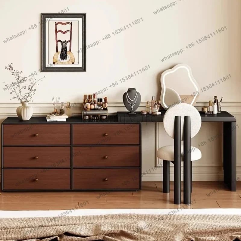 FG Mirror Vanity Table Storage Aesthetic Luxury Decor Makeup Modern Dressing Table Stool Drawer Comoda Pra Quarto Bedroom Furnit