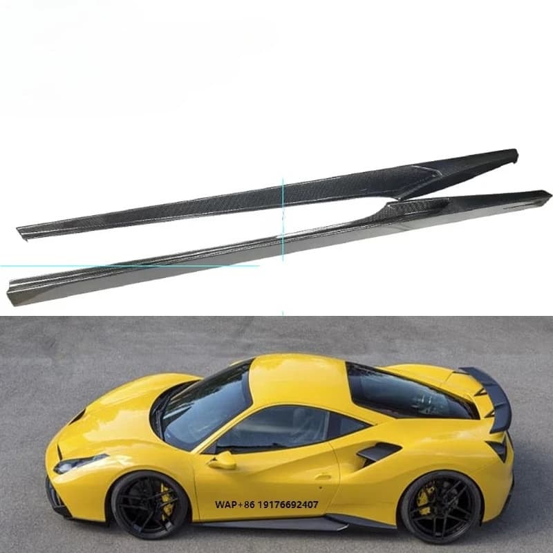 Prepreg Dry Carbon Plain Weave N Style Carbon Fiber Side Skirts for 488 GTB Coupe