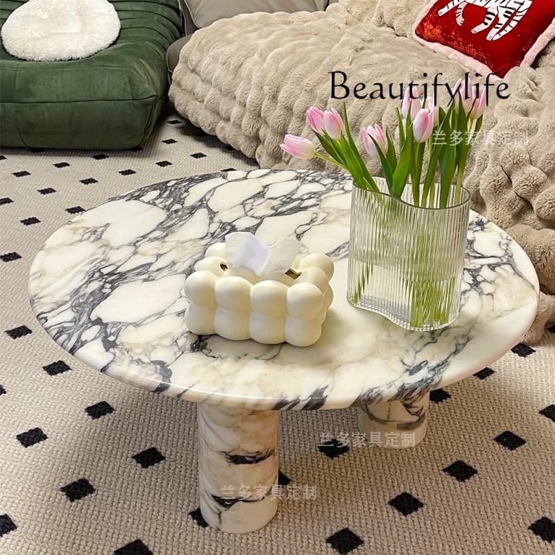 M Natural Marble Living Room Coffee Table High-grade Round Luxury Stone French Italian