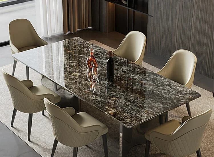 FGPlatinum diamond luxury stone dining table marble light luxury high sense rectangular European style