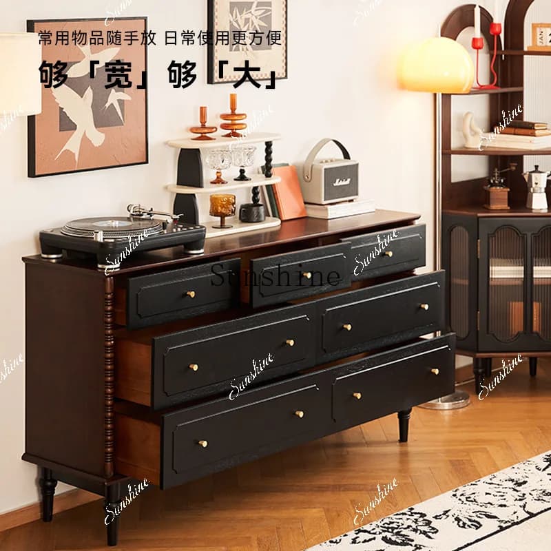 French solid wood nine-chest cabinet large capacity multi-drawer living room locker  FT