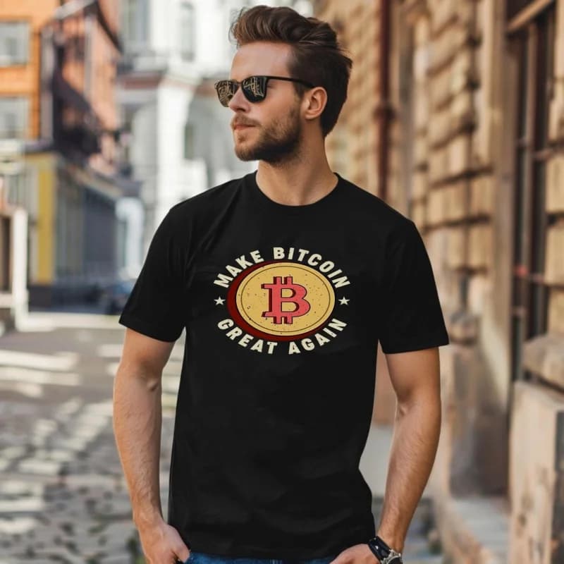 Make Bitcoin Great Again Gift t shirt for Crypto Traders BTC Fan Bitcoin Symbol tee 100% cotton Graphic clothesAll size tops