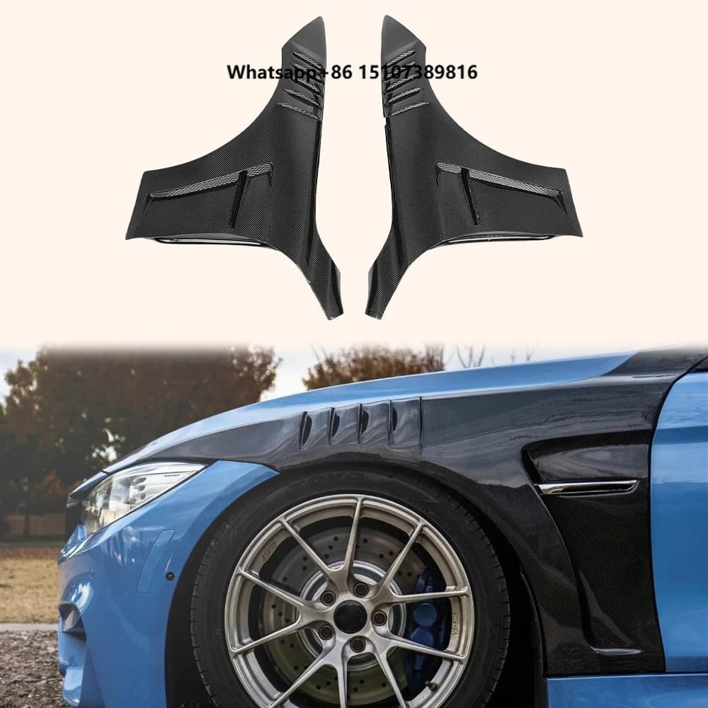 For F82 M4 2014-19 Carbon Fiber KZ Style Vented Front Bumper Fender Pair
