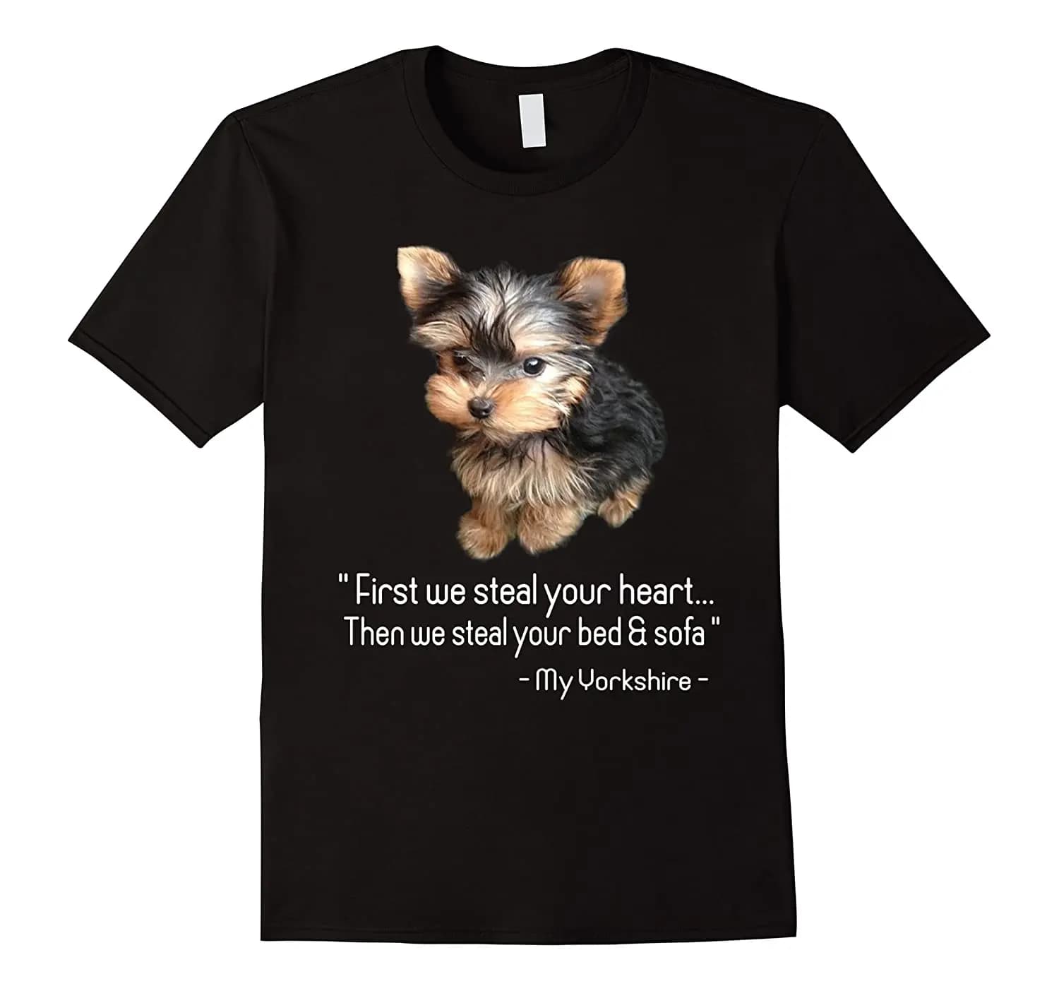 Cute Yorkshire Terrier Dog Lover Gift T Shirt New 100% Cotton Short Sleeve O-Neck T-shirt Casual Mens Top