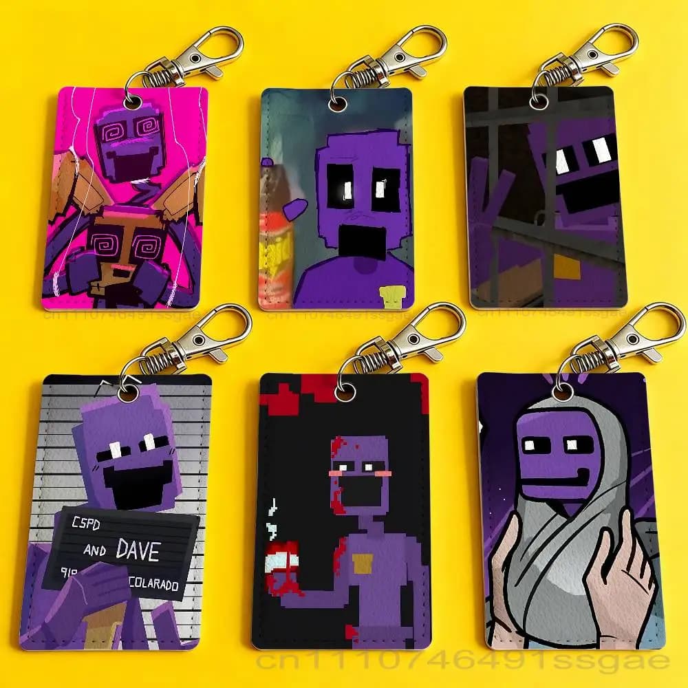 D-Dsaf 3 Purple Guy Dave Card Holder Keychain Badge Holder Card Pass Hang Rope Lariat Lanyard for Key Rings Accessories Gift
