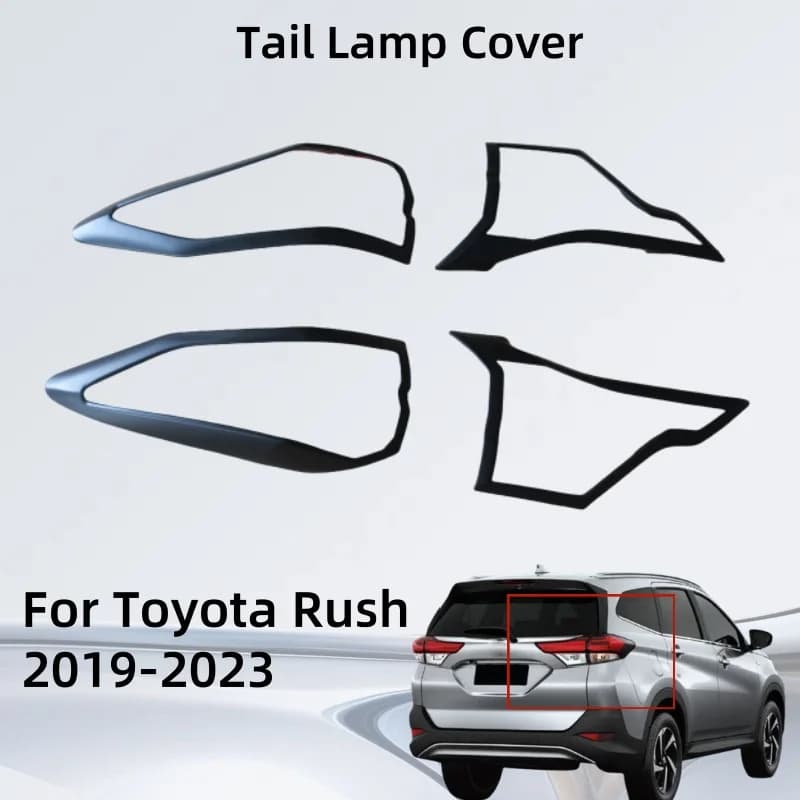 For Toyota Rush 2019 2020 2021 2022 2023 Matte Black Tail Lamp Cover Exterior Components Decorate Trim Paste Style