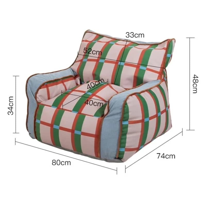 Simple Retro Plaid Lazy Sofa Net Celebrity Single Bean Bag Chair Living Room Leisure Tatami Particle Filled EPP