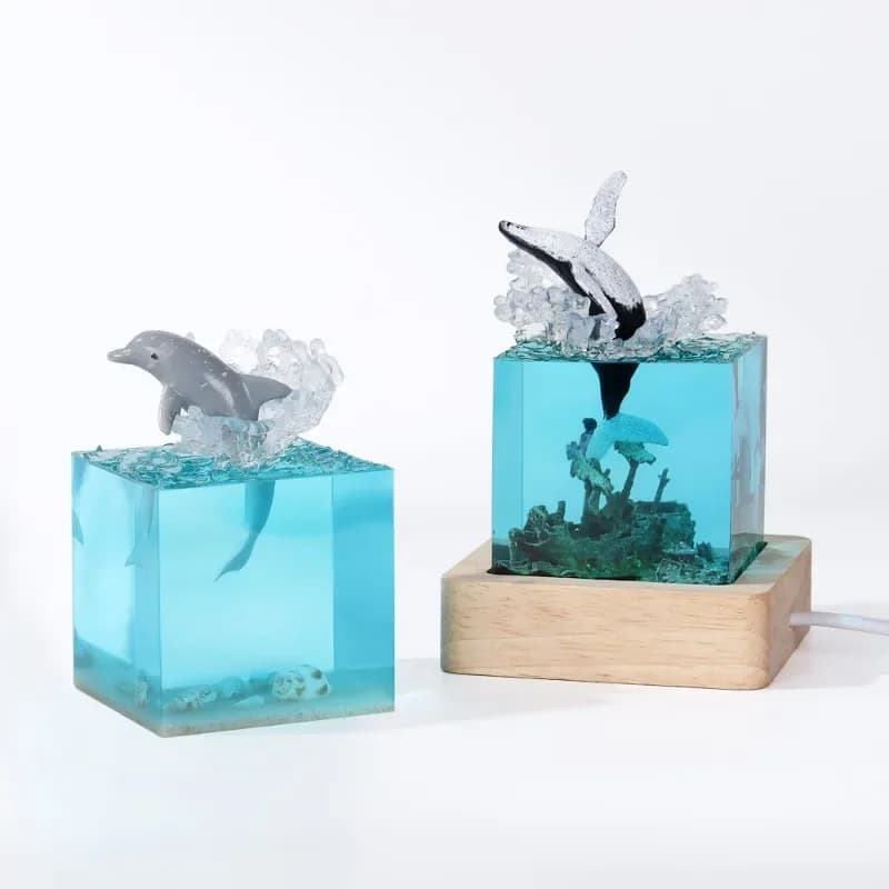 Creative Ocean Handicrafts, Crafts Resin Whale Humpback Whale Dolphin Megalodon Shark, Cafe Home Night Light