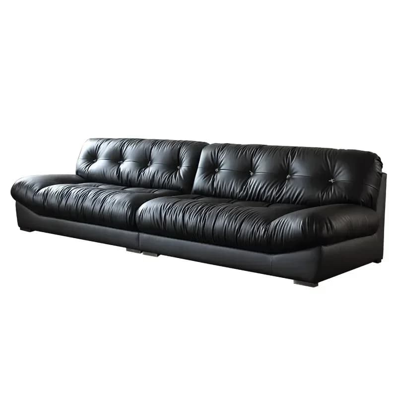Italian minimalist leather straight-row sofa