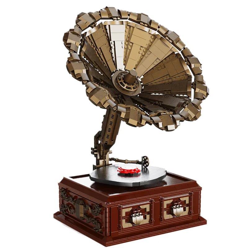 MINI retro music box phonograph assembled building block model ornament radio micro particles children's educational toys