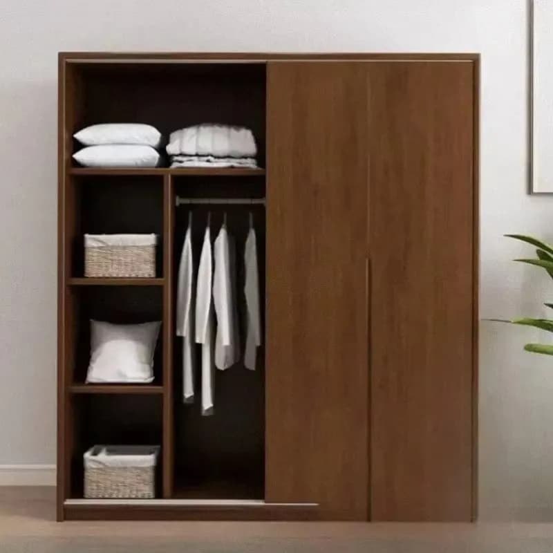 Aesthetic Wood Wardrobes Glass Doors Orgnizer Wooden Display Wardrobe Bedroom Modern Stylish Armario Para Ropa Home Furniture