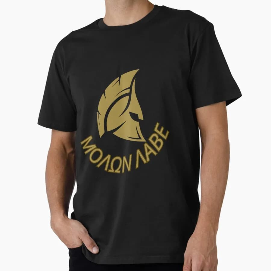 Spartan ΜΟΛΩΝ ΛΑΒΕ  Spartan warrior helmet Ancient greece Gift T Shirt - Molon labe Graphic Tee All size Tops S-6XL