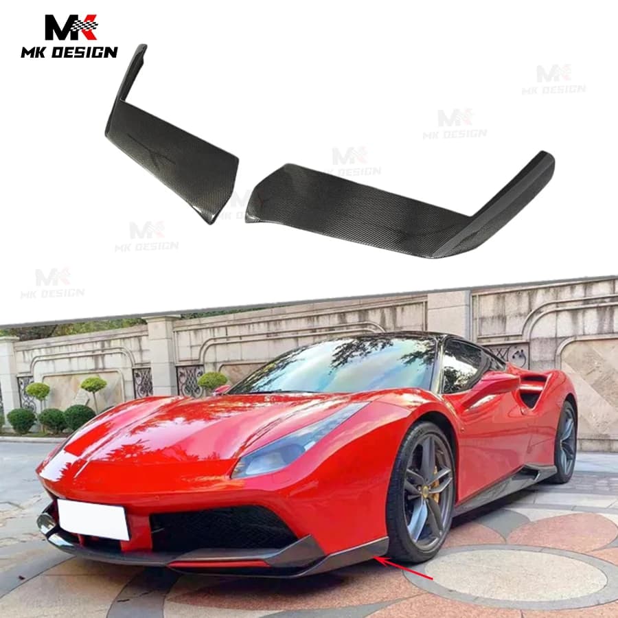 Carbon Fiber N Style Front Bumper Lip Splitters Body Kits for Ferrari 488 GTB 2015-2019 Side Splitters Aprons Car Accessories