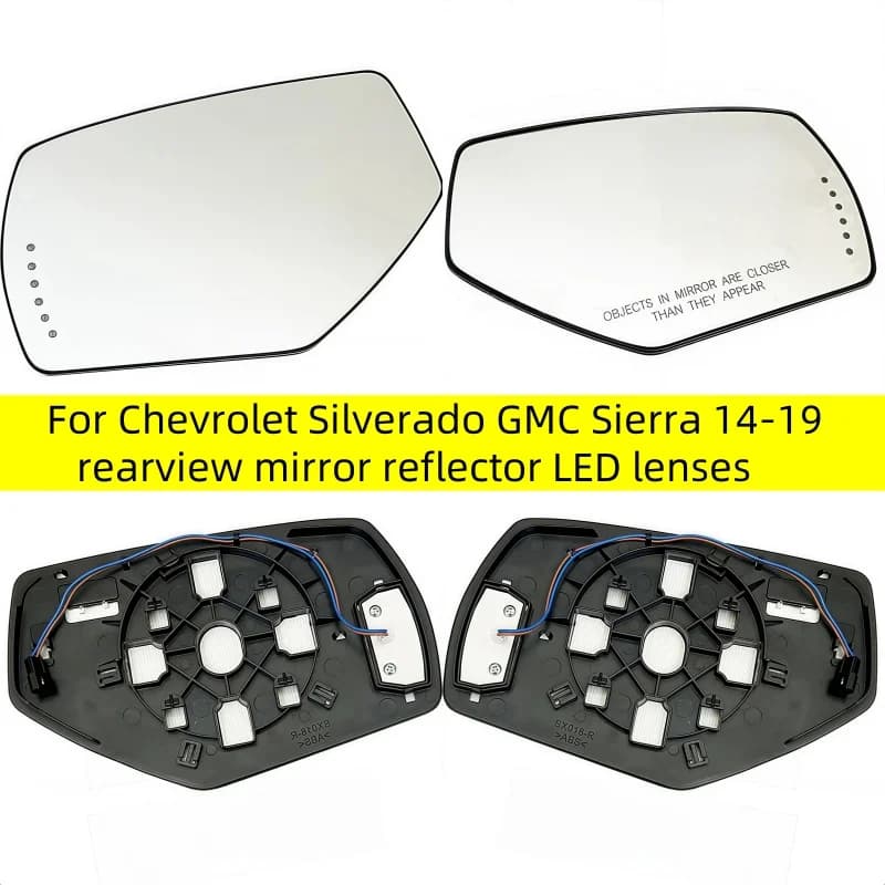 For Chevrolet Silverado GMC Sierra 2014-2019 Rearview Mirror Reflector LED Lenses Car Left/Right Side Heated Mirror Glass