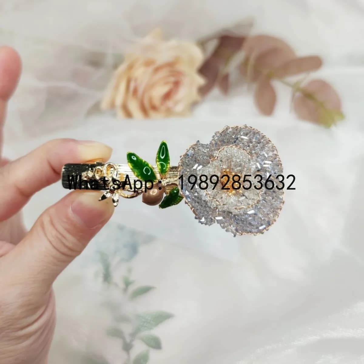 FS6Heavy Industry Sparkling Crystal Flower Hairpin Female Jewelry Edge Clip Original Weaving Headpiece