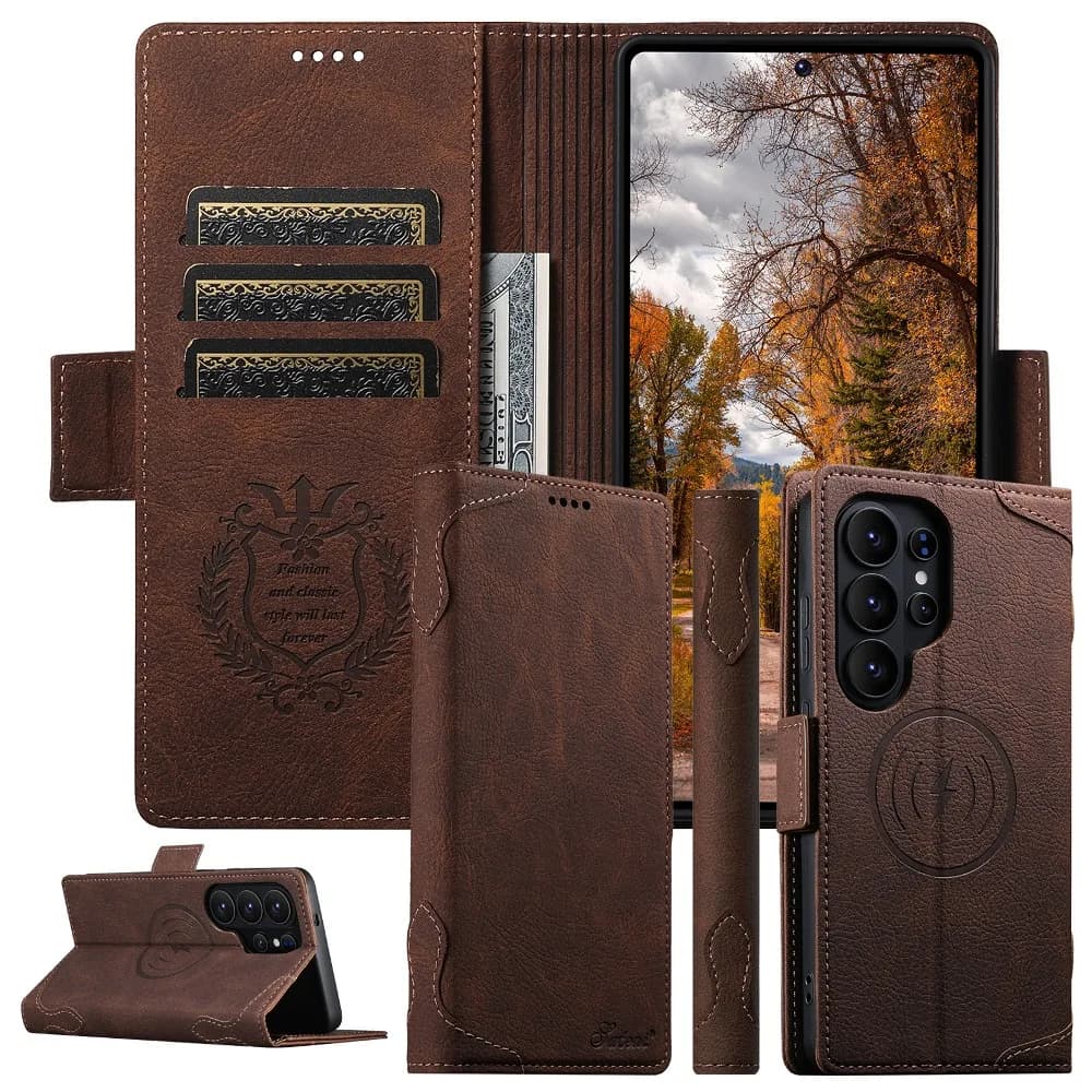 Magnetic Flip 2 in 1 Detachable Phone Cover for Samsung Galaxy S22 S23 S24 S25 S26 Ultra with Built-in Wallet Card Slots