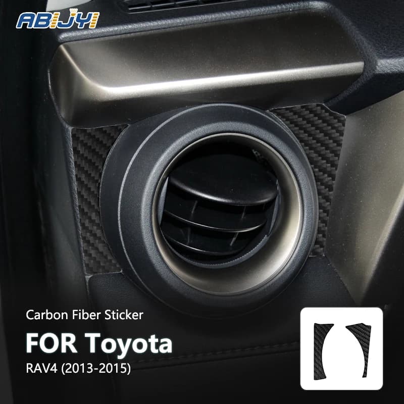 For Toyota RAV4 2013 2014 2015 New Carbon Fiber Interior Air Vent Left Right Frames Decoration Sticker Decal Car Accessories