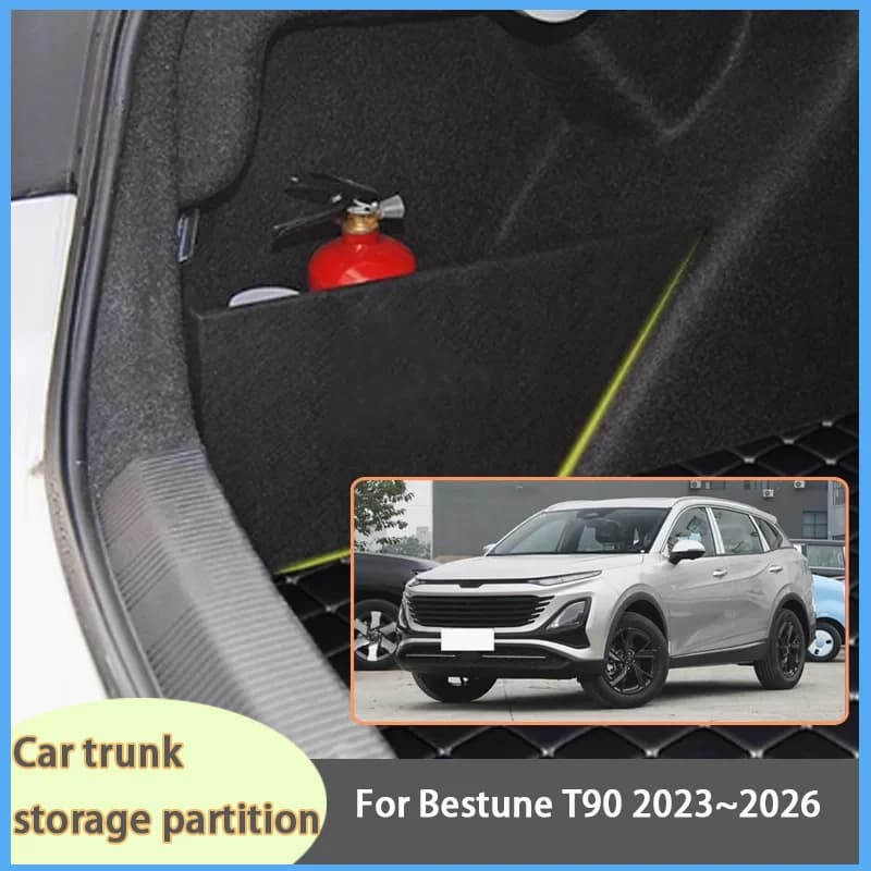 For Bestune T90 2023~2026 2025 Car Organizer Thickening Trunk Side Partition Trunk Interior Storage Box Parts