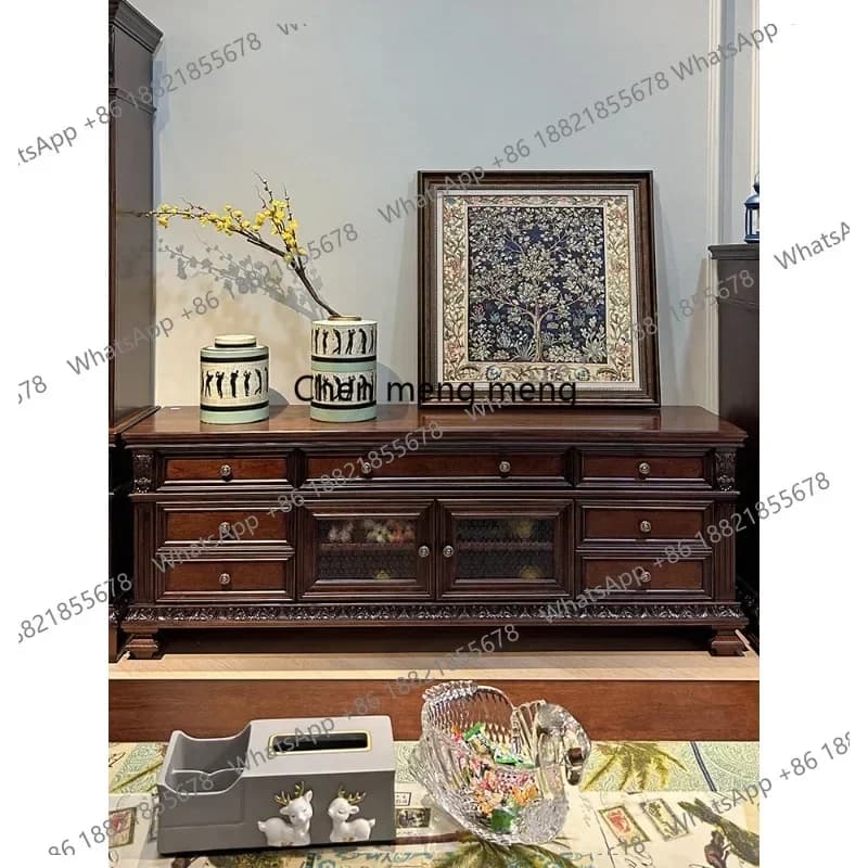 Z136Pure solid wood large American TV cabinet combination villa living room high-end French retro classical European engraved vi