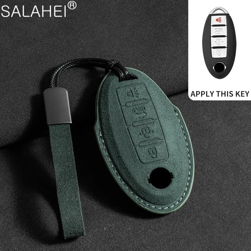 Car Key Cover Suede Case Keyless Lanyard Holder Fit For Nissan Altima Coupe Armada GTR Maxima Murano Cross CABRIOLET Rogue Versa