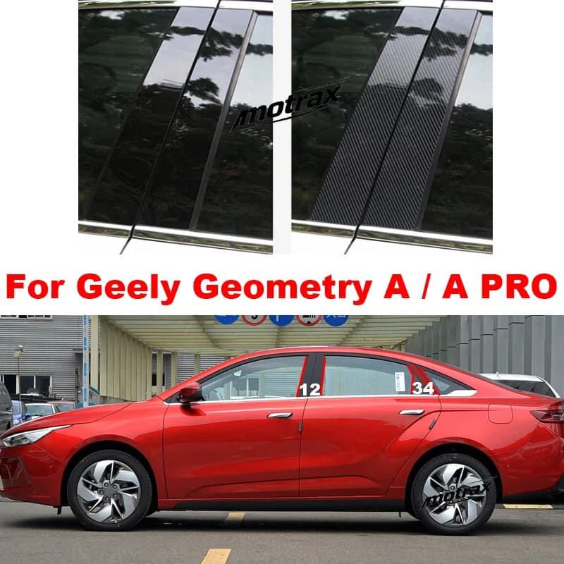 For Geely Geometry A / A PRO Car Door Window Column Center BC Pillar Post Cover Mirror Effect Trim PC Sticker Accessories