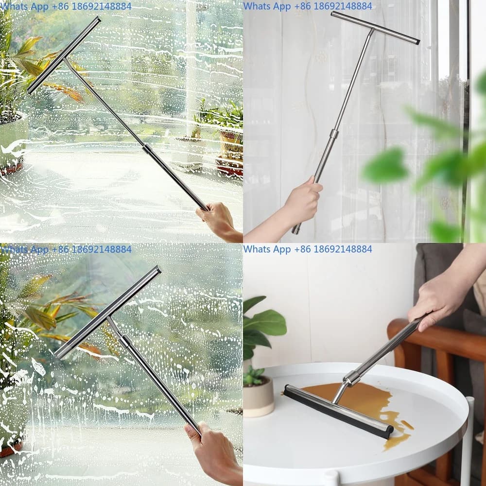 Adjustable Stainless Steel Glass Scraper for Home Bathroom Mirror and Window Cleaning